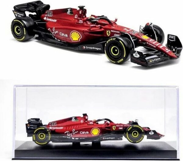 Bburago Modellauto Ferrari Racing F1-75 Leclerc #16 (mit Helm)