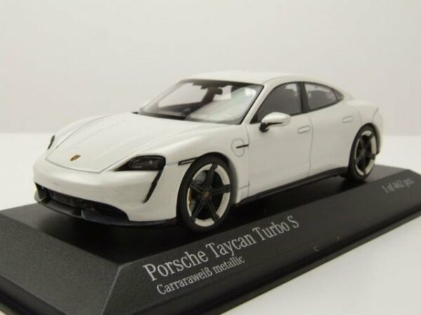 Minichamps Modellauto Porsche Taycan Turbo S 2020 weiß metallic Modellauto 1:43 Minichamps