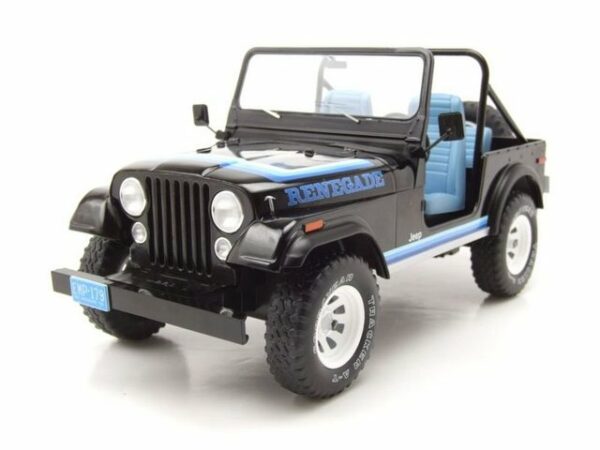 MCG Modellauto Jeep CJ-7 Renegade 1980 schwarz blau Modellauto 1:18 MCG