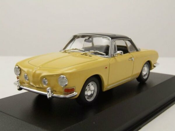 Maxichamps Modellauto VW Karmann Ghia 1600 1966 gelb schwarz Modellauto 1:43 Maxichamps