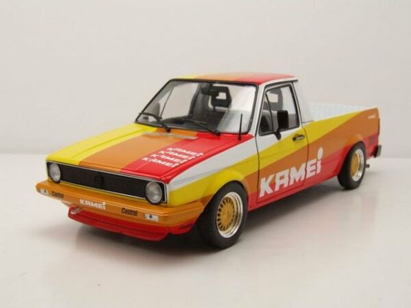 Solido Modellauto VW Caddy Pick Up Custom KAMEI Tribute 1982 weiß rot gelb orange Modell