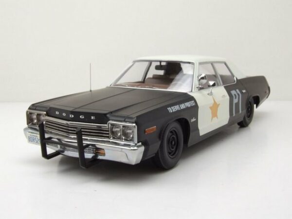 KK Scale Modellauto Dodge Monaco Bluesmobile look-a-like 1974 schwarz weiß Modellauto